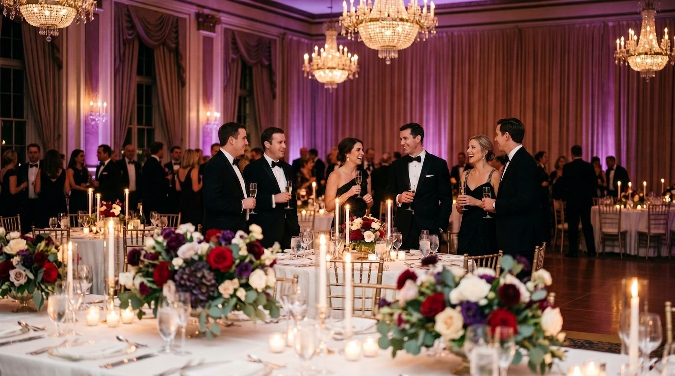 An elegant gala fundraiser table setting